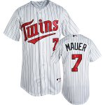 Jerseys Factory Cheap Twins #7 Joe Mauer Embroidered White(Blue