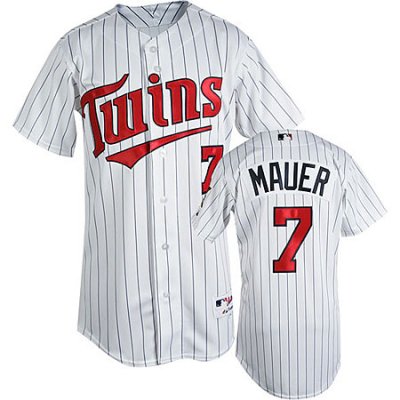 Jerseys Factory Cheap Twins #7 Joe Mauer Embroidered White(Blue