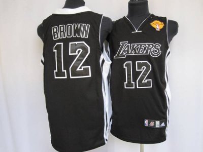 Jerseys Factory Cheap Lakers #12 Shannon Brown Embroidered Black
