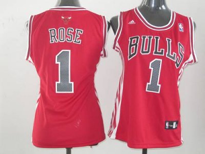 Jerseys Factory Cheap Bulls #1 Derrick Rose Red Women's Road Emb