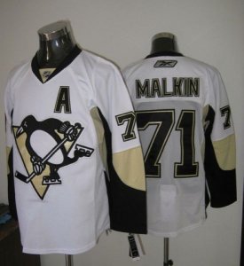 Jerseys Factory Cheap Penguins #71 Evgeni Malkin Embroidered Whi