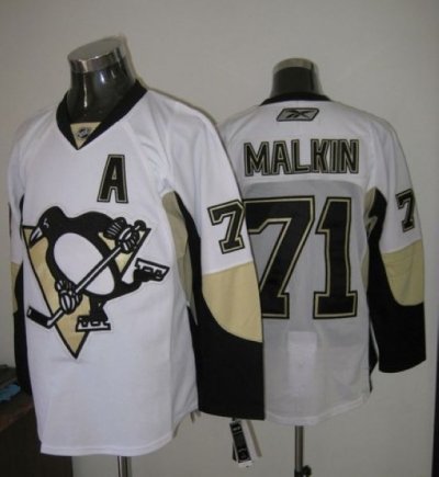 Jerseys Factory Cheap Penguins #71 Evgeni Malkin Embroidered Whi