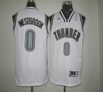 Jerseys Factory Cheap Thunder #0 Russell Westbrook White on Whit