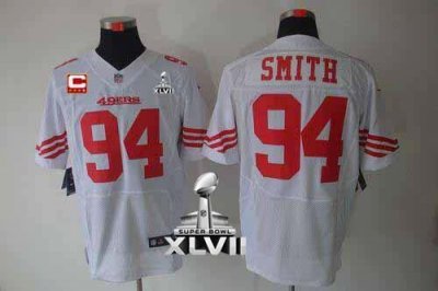 Jerseys Factory Cheap Nike 49ers #94 Justin Smith White With C P
