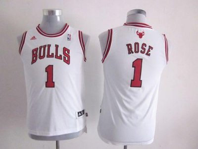 Jerseys Factory Cheap Bulls #1 Derrick Rose White Embroidered Yo