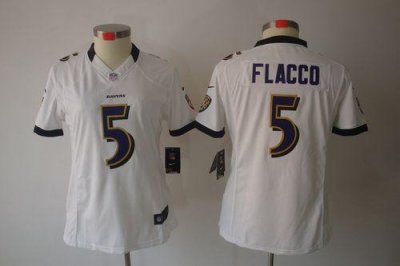 Jerseys Factory Cheap Nike Ravens #5 Joe Flacco White Women's Em