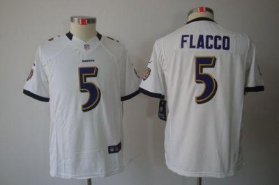 Jerseys Factory Cheap Nike Ravens #5 Joe Flacco White Youth Embr