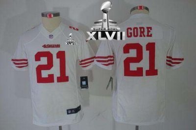 Jerseys Factory Cheap Nike 49ers #21 Frank Gore White Youth Supe