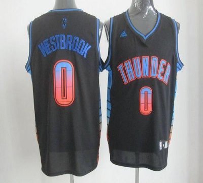 Jerseys Factory Cheap Thunder #0 Russell Westbrook Black Stitche