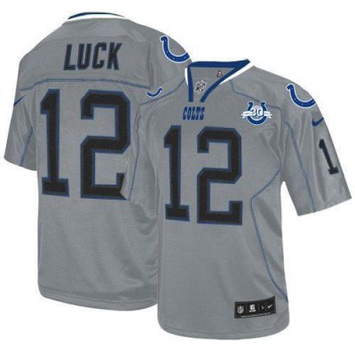 Jerseys Factory Cheap Nike Colts #12 Andrew Luck Lights Out Grey