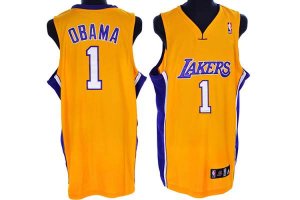 Jerseys Factory Cheap Lakers #1 President Obama Stitched Yellow
