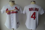 Jerseys Factory Cheap Cardinals #4 Yadier Molina White Women's F