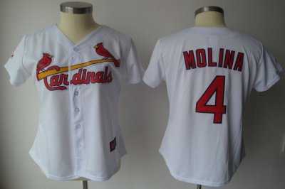 Jerseys Factory Cheap Cardinals #4 Yadier Molina White Women's F