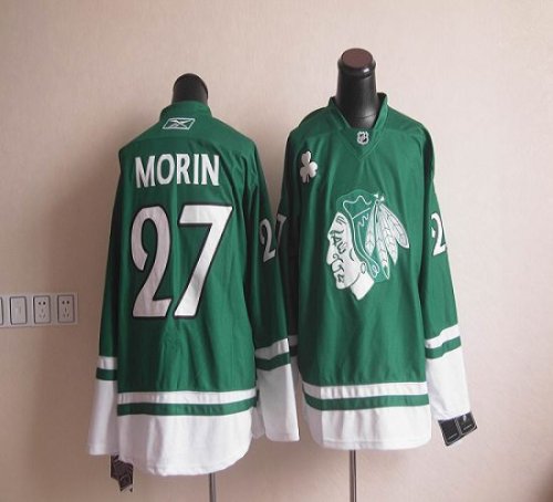 Jerseys Factory Cheap Blackhawks St Patty's Day #27 Jeremy Morin