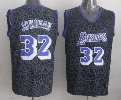 Jerseys Factory Cheap Lakers #32 Magic Johnson Purple Crazy Ligh