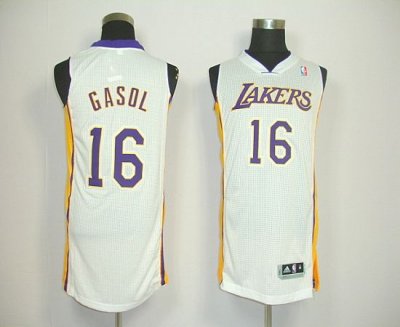 Jerseys Factory Cheap Revolution 30 Lakers #16 Pau Gasol White E