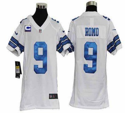 Jerseys Factory Cheap Nike Cowboys #9 Tony Romo White With C Pat