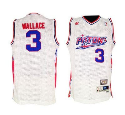 Jerseys Factory Cheap Pistons #3 Ben Wallace White Throwback Sti