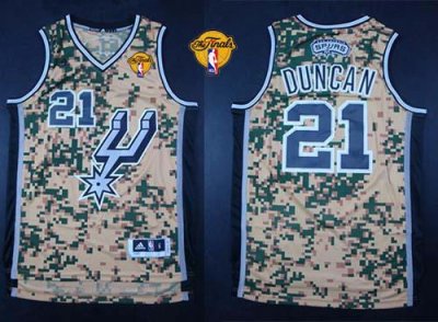 Jerseys Factory Cheap Spurs #21 Tim Duncan Camo Finals Patch Sti