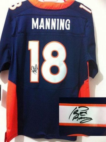 Jerseys Factory Cheap Nike Broncos #18 Peyton Manning Navy Blue