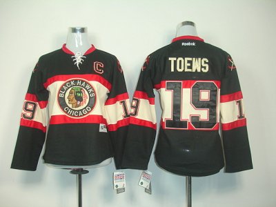 Jerseys Factory Cheap Blackhawks #19 Janathan Toews Black Women'