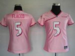 Jerseys Factory Cheap Ravens #5 Joe Flacco Lady Pink Embroidered