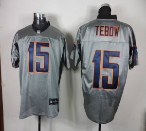 Jerseys Factory Cheap Broncos #15 Tim Tebow Grey Shadow Stitched