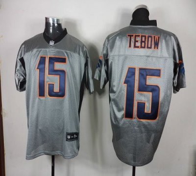 Jerseys Factory Cheap Broncos #15 Tim Tebow Grey Shadow Stitched