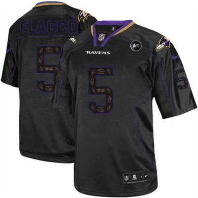 Jerseys Factory Cheap Nike Ravens #5 Joe Flacco New Lights Out B