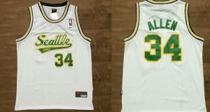 Jerseys Factory Cheap Thunder #34 Ray Allen White Throwback Stit