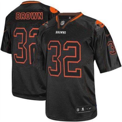 Jerseys Factory Cheap Nike Browns #32 Jim Brown Lights Out Black