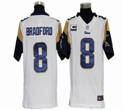 Jerseys Factory Cheap Nike Rams #8 Sam Bradford White With C Pat