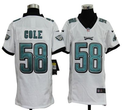Jerseys Factory Cheap Nike Eagles #58 Trent Cole White Youth Emb