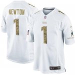 Jerseys Factory Cheap Nike Panthers #1 Cam Newton White Men's St