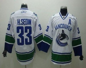 Jerseys Factory Cheap Canucks #33 Henrik Sedin Embroidered White