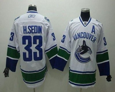 Jerseys Factory Cheap Canucks #33 Henrik Sedin Embroidered White