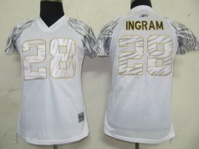 Jerseys Factory Cheap Saints #28 Mark Ingram White Women's Zebra