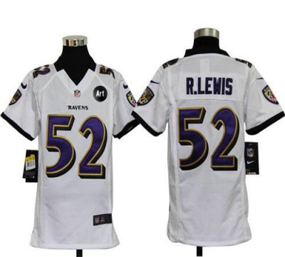 Jerseys Factory Cheap Nike Ravens #52 Ray Lewis White With Art P