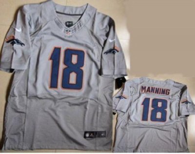 Jerseys Factory Cheap Nike Broncos #18 Peyton Manning New Grey S