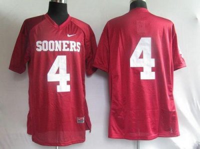 Jerseys Factory Cheap Sooners #4 Red Embroidered NCAA Jersey