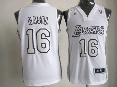 Jerseys Factory Cheap Lakers #16 Pau Gasol White Big Color Fashi