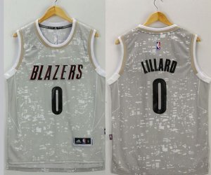 Jerseys Factory Cheap Blazers #0 Damian Lillard Grey City Light