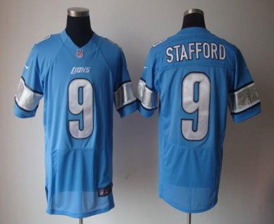 Jerseys Factory Cheap Nike Lions #9 Matthew Stafford Blue Team C