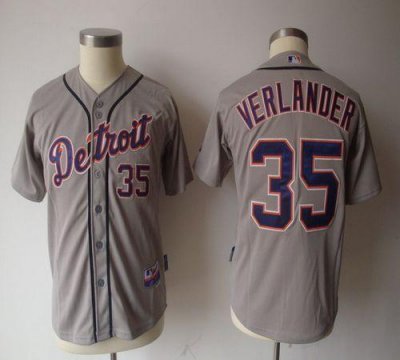 Jerseys Factory Cheap Tigers #35 Justin Verlander Grey Cool Base