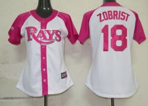 Jerseys Factory Cheap Rays #18 Ben Zobrist White/Pink Women's Sp