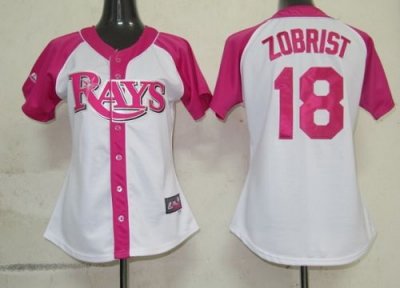 Jerseys Factory Cheap Rays #18 Ben Zobrist White/Pink Women's Sp