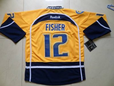 Jerseys Factory Cheap Predators #12 Mike Fisher Yellow Home Embr
