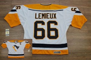 Jerseys Factory Cheap Penguins #66 Mario Lemieux Embroidered Whi
