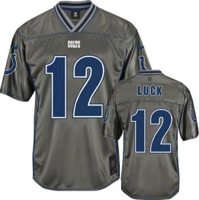 Jerseys Factory Cheap Nike Colts #12 Andrew Luck Grey Men's Stit