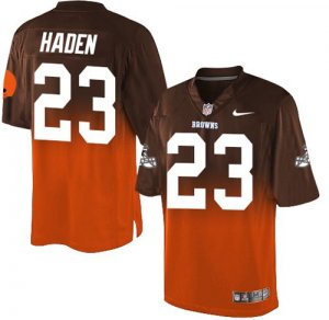 Jerseys Factory Cheap Nike Browns #23 Joe Haden Brown/Orange Men